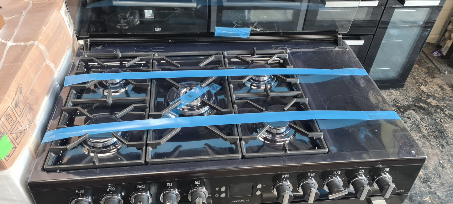 Leisure Chefmaster CC100F521K 100cm wide Dual Fuel Range Cooker with Gas Hob - Black - A/A/A Rated