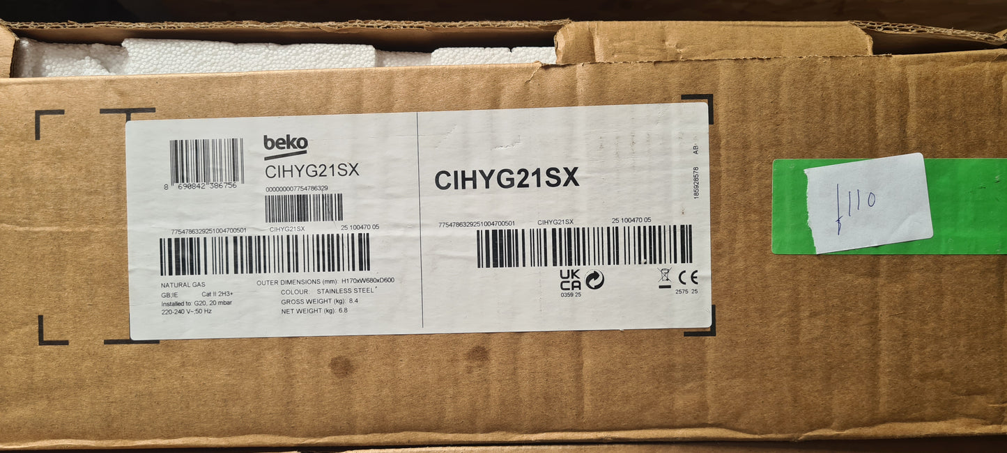 Beko CIHYG21SX 61cm Gas Hob - Stainless Steel