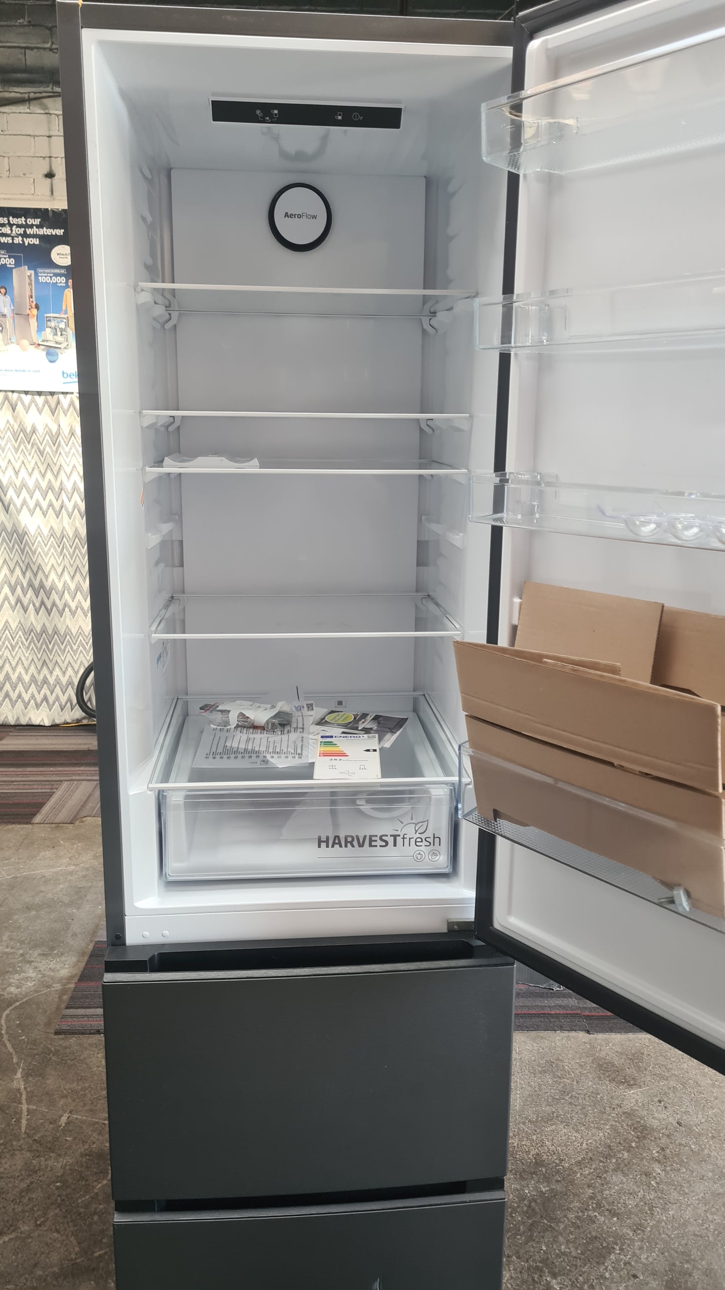BEKO Pro HarvestFresh GNE4603VPZ 70/30 Fridge Freezer - Black Steel