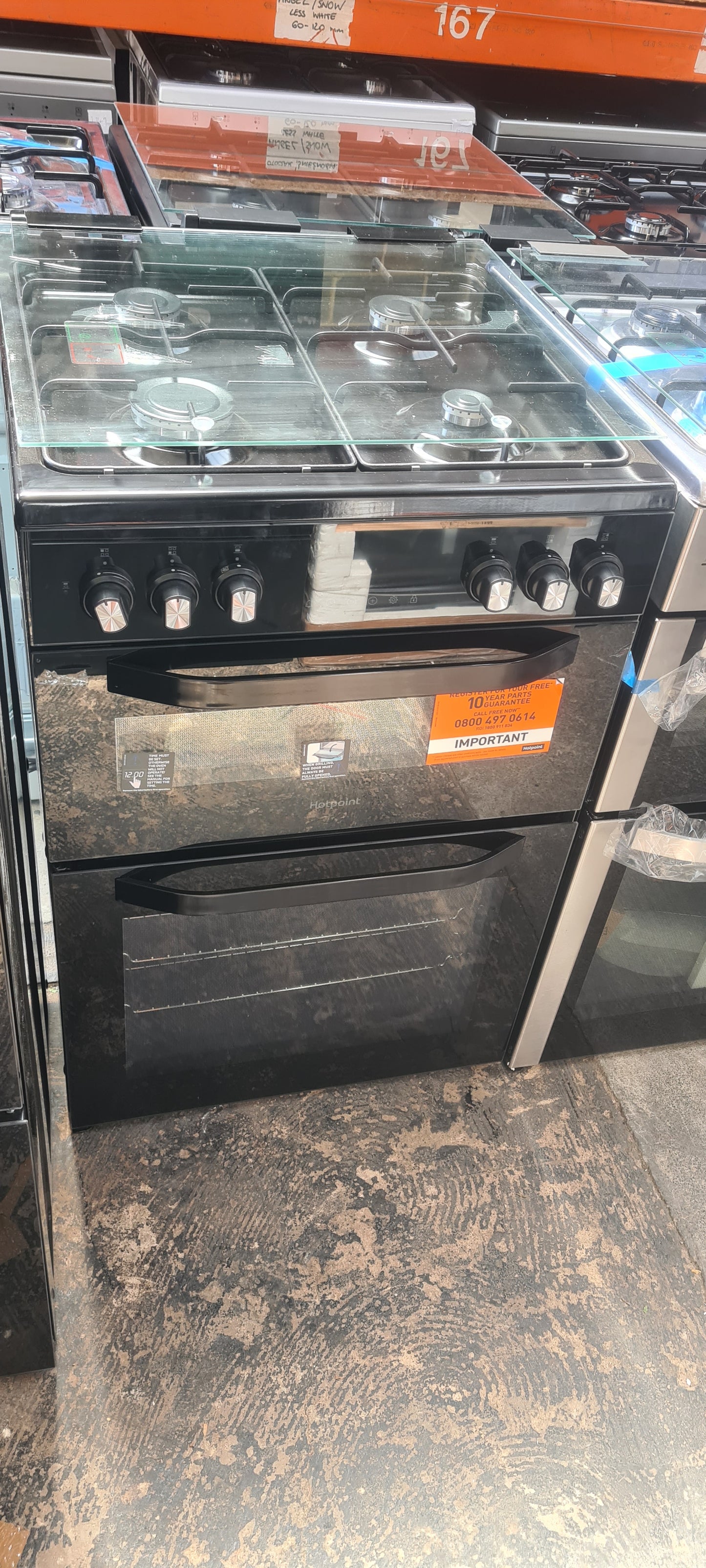 HOTPOINT Multiflow HDD6GDC2B1 60 cm Dual Fuel Cooker - Black