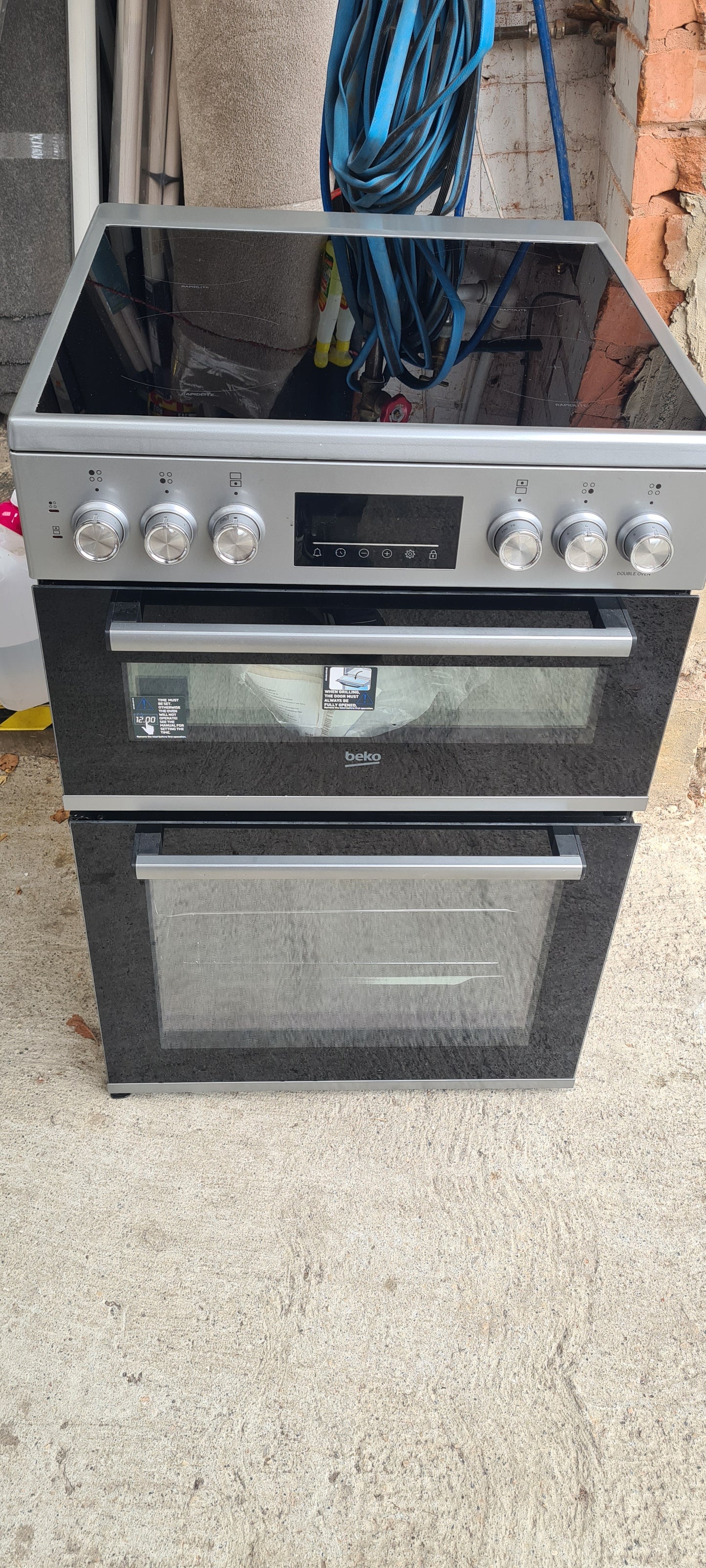 Beko EDC6731S 60cm Double Oven Electric Cooker with Vitroceramic Hob - Silver