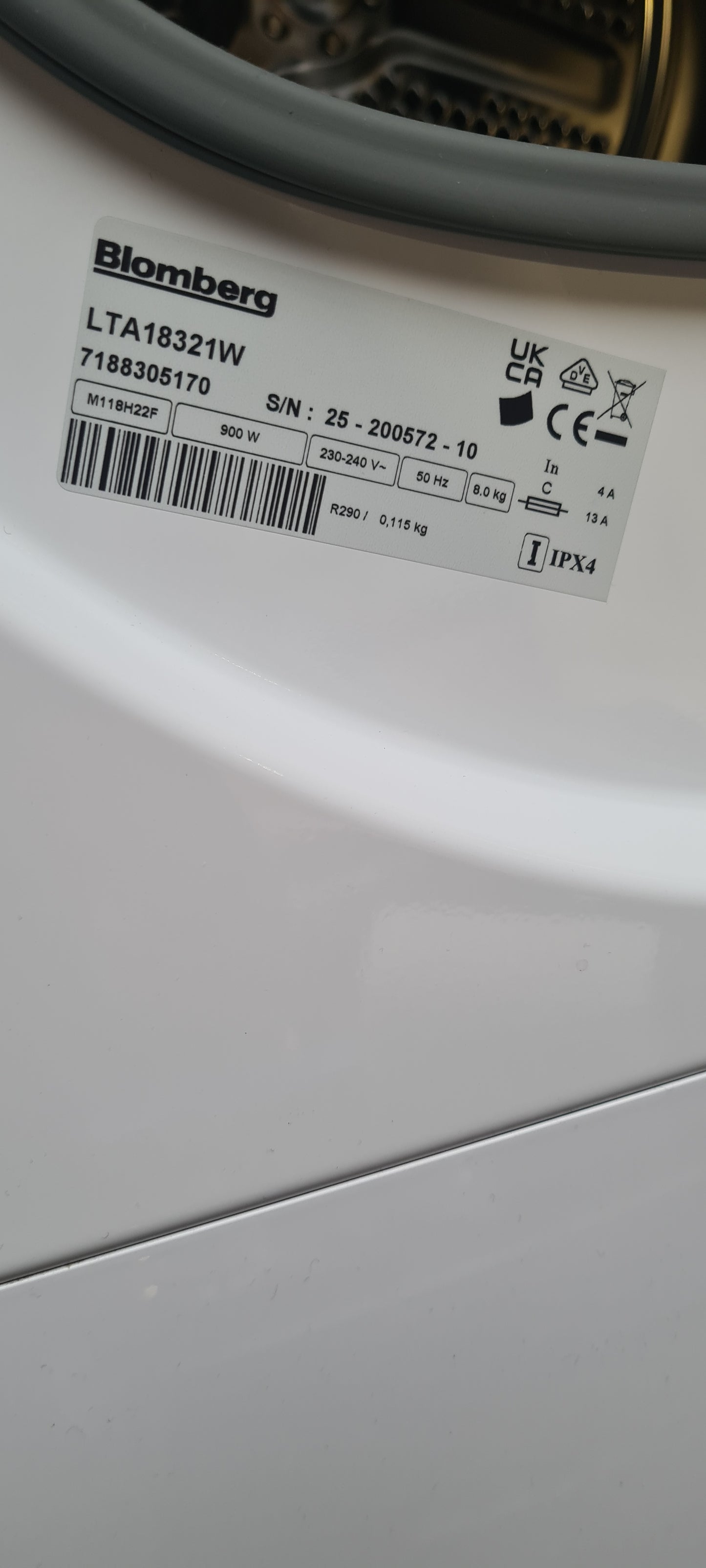 Blomberg LTA18321W 8kg Heat Pump Tumble Dryer - White