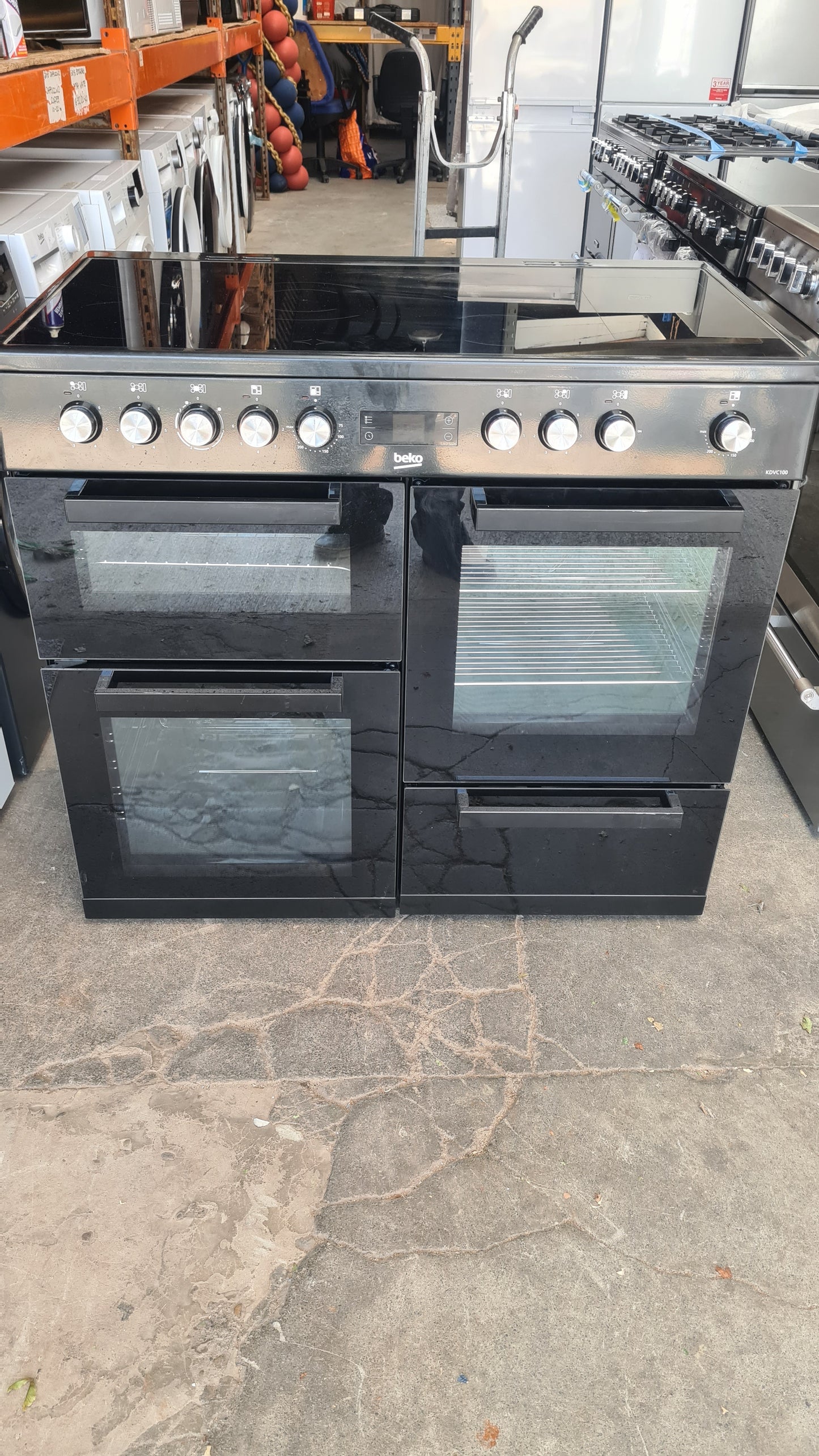 Beko KDVC100K 100cm Electric Range Cooker with Ceramic Hob - Black - A/A Rated