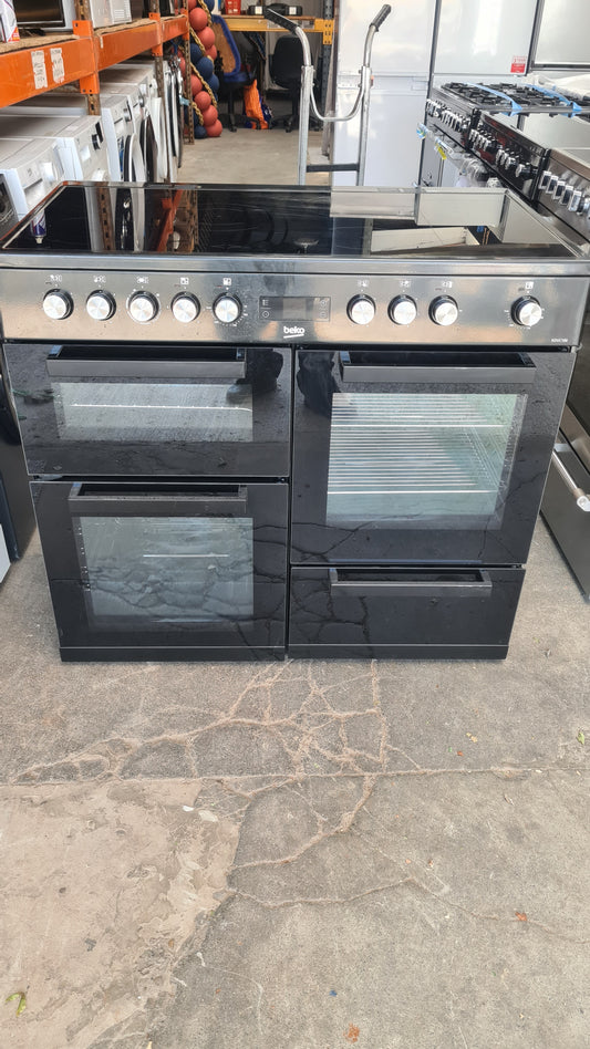 Beko KDVC100K 100cm Electric Range Cooker with Ceramic Hob - Black - A/A Rated