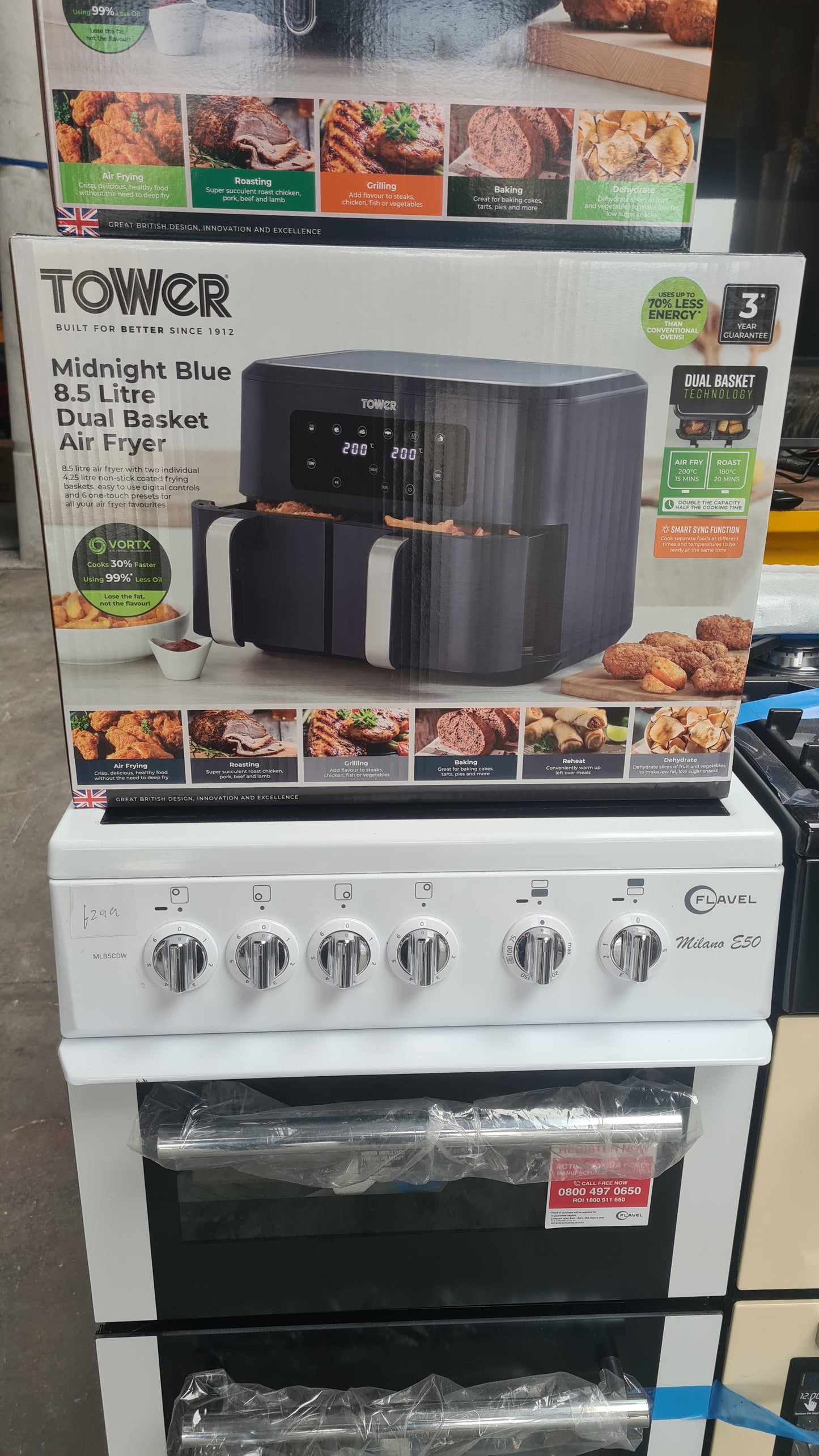 TOWER Vortx T17137CMNB Dual Basket Air Fryer - Midnight Blue