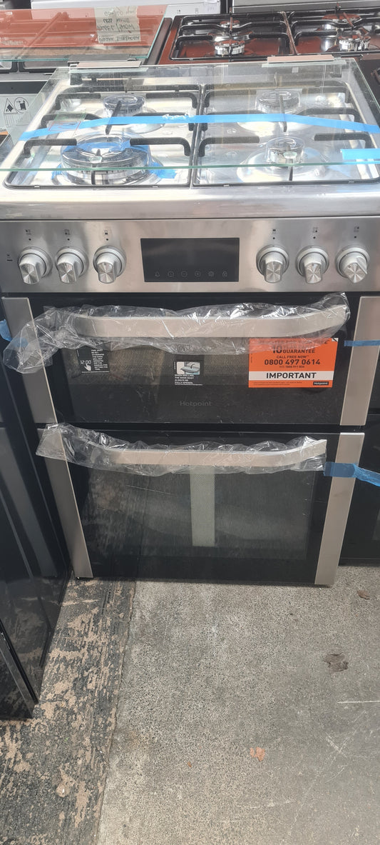 HOTPOINT Multiflow HDD6GDC2WX 60 cm Dual Fuel Cooker - Stainless Steel