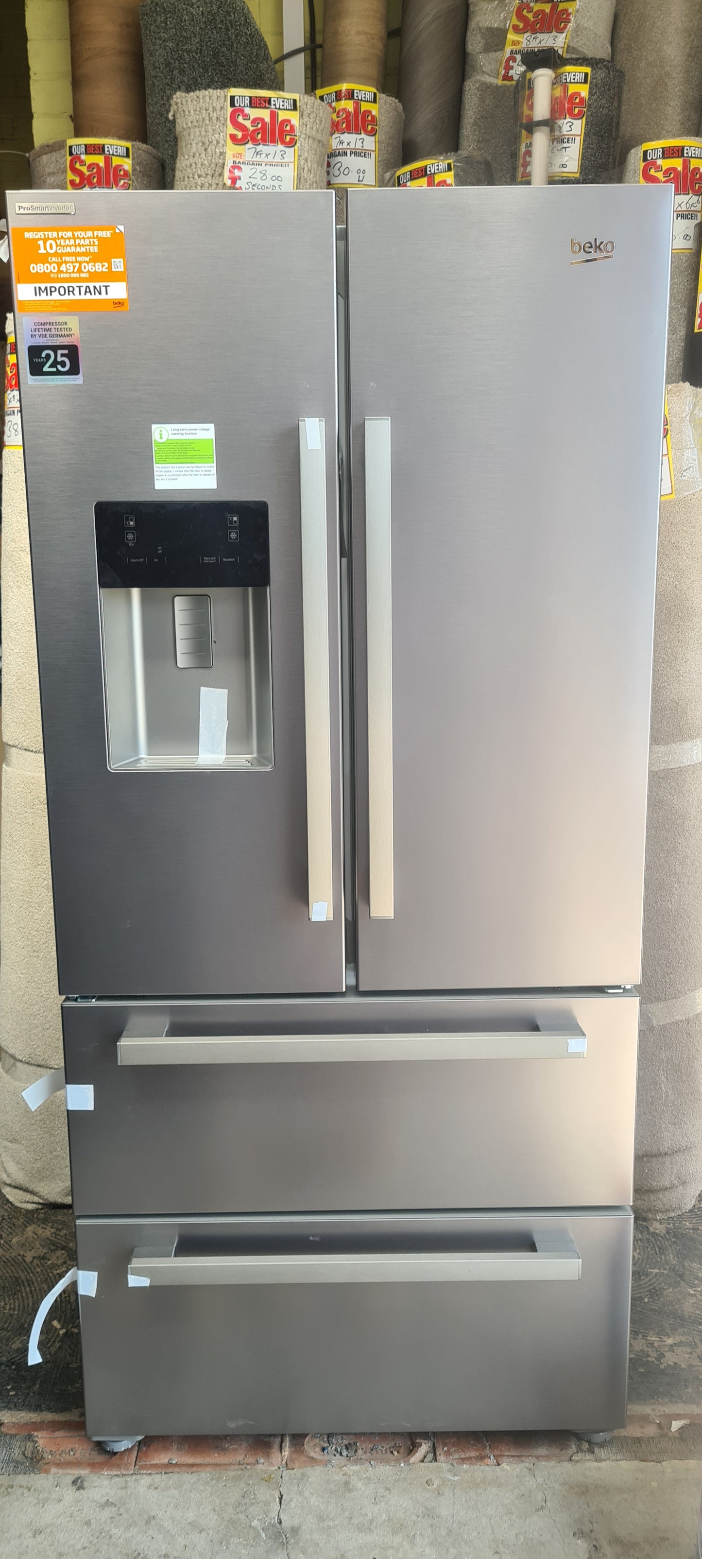 BEKO Pro HarvestFresh GNE460520DVPX Fridge Freezer - Brushed Steel