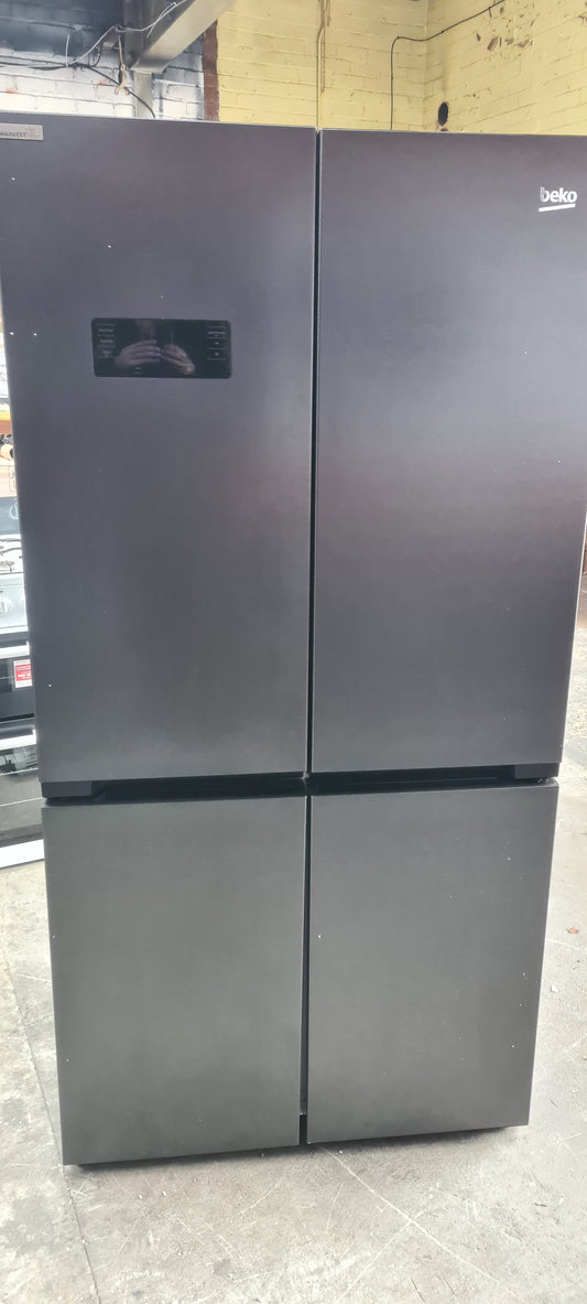 BEKO Pro HarvestFresh GN4462240VPZ Fridge Freezer - Black Steel water and ice plumbed in