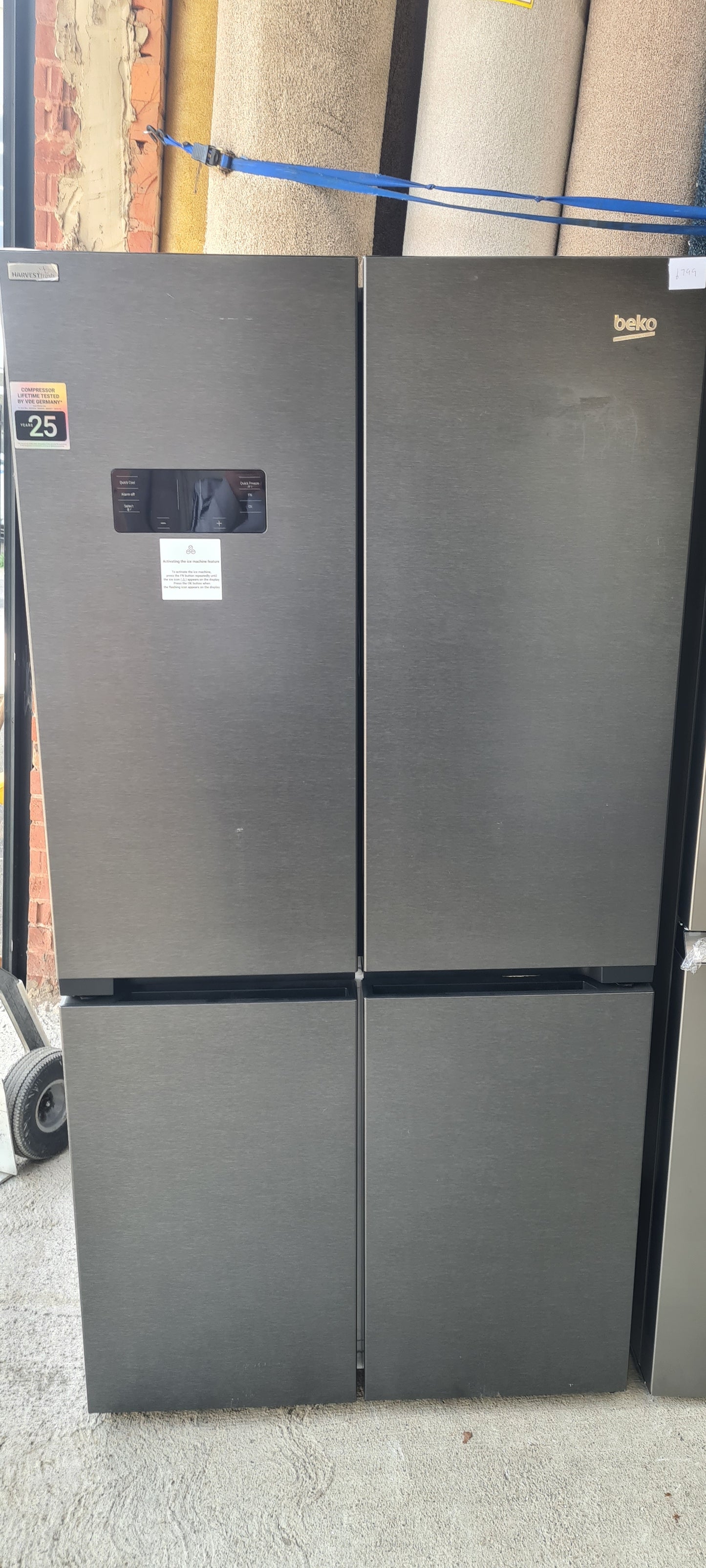 Beko GNE446224DVPZ Plumbed Multi-door American Fridge Freezer - Black Steel - E Rated