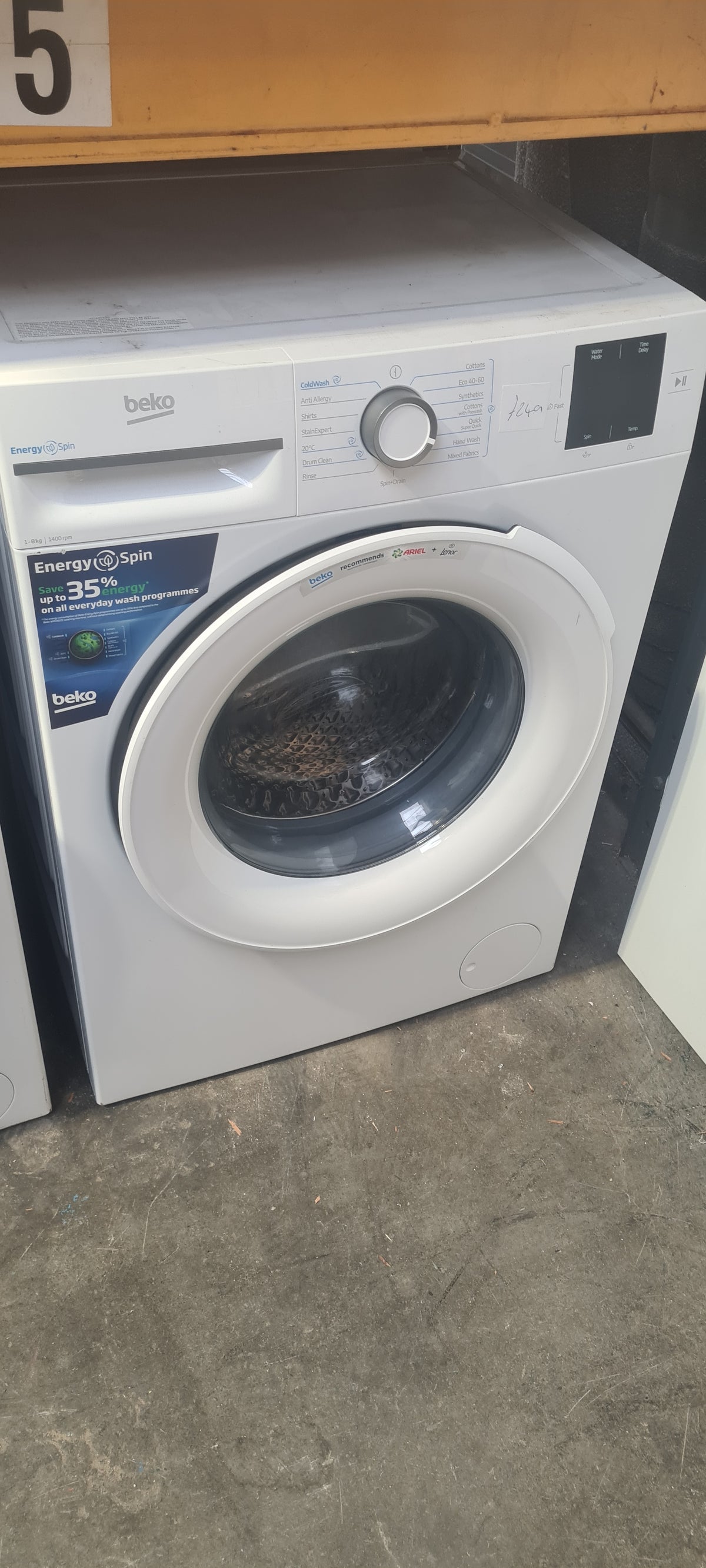 Beko EnergySpin™ BM3WT3841W 8kg Washing Machine with 1400 rpm - White - A Rated