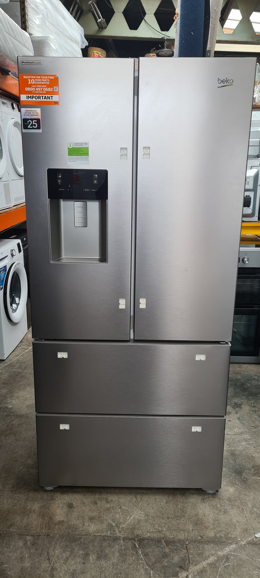 Beko HarvestFresh™ GNE460520DVPX Plumbed Frost Free Multi-door American Fridge Freezer - Stainless Steel Effect