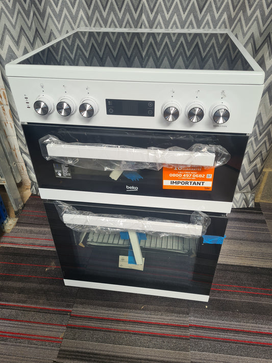 Beko EDC634W 60cm Double Oven Electric Cooker with Ceramic Hob - White