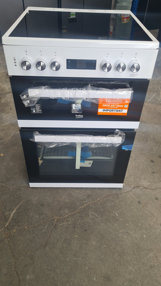 Beko KDC653W 60cm Double Oven Electric Cooker with Ceramic Hob - White - A/A Rated