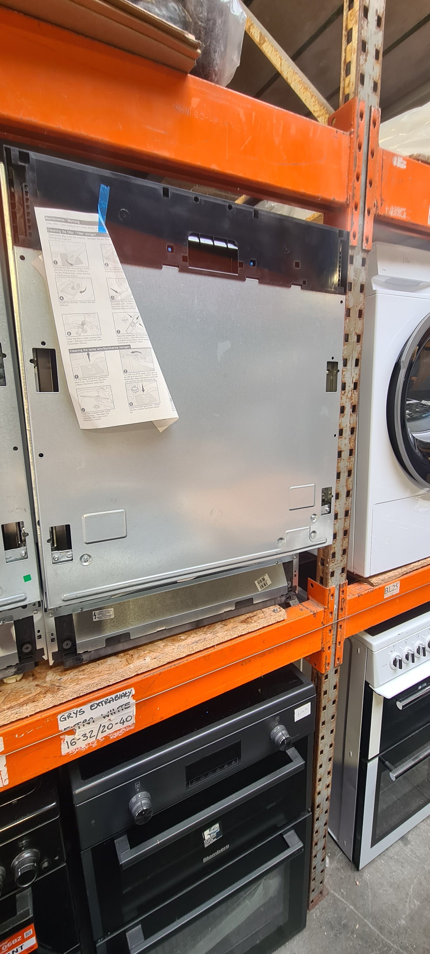 Beko DIN15X20 Integrated Full Size Dishwasher - Black Control Panel with Fixed Door Hinge Kit - E Rated