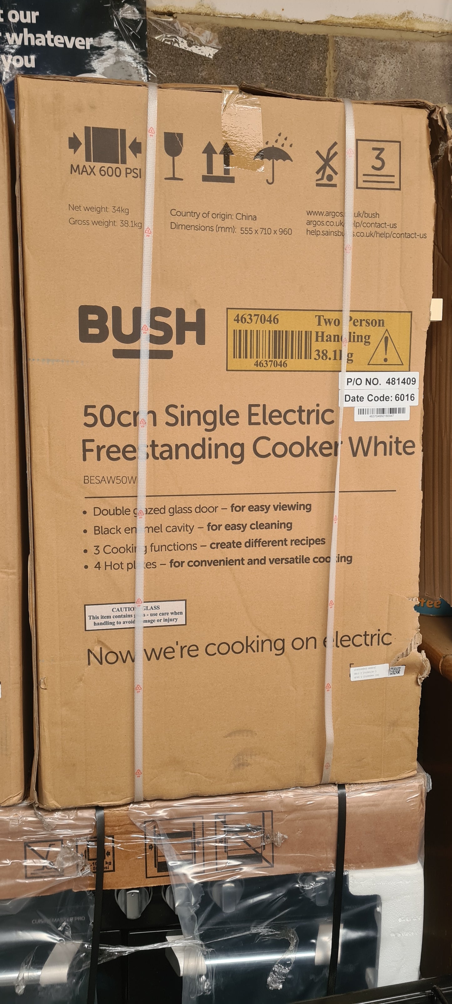 New WHITE Bush BESAW50W 50cm Electric Single Cooker