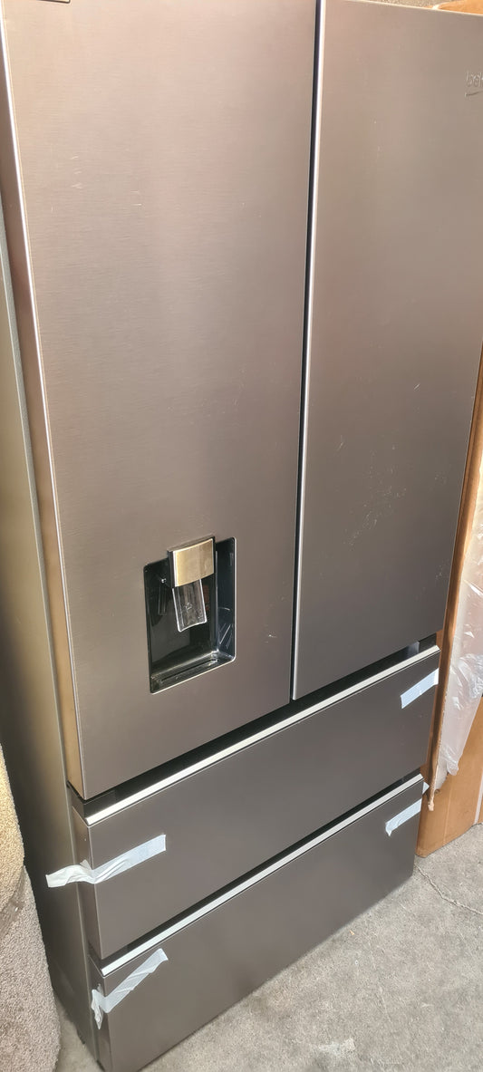 BEKO HarvestFresh AeroFlow GNE48510DVPX American-Style Fridge Freezer - Brushed Steel