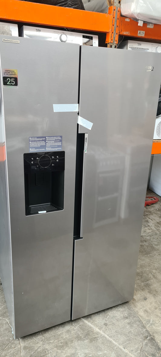 Beko HarvestFresh™ ASP342VPS Plumbed Frost Free American Fridge Freezer - Stainless Steel Effect - E Rated