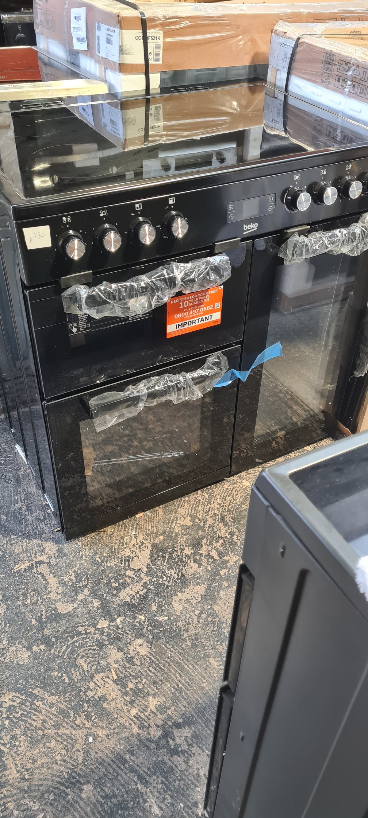 Beko KDVC90K 90cm wide Electric Range Cooker with Ceramic Hob - Black - A/A Rated
