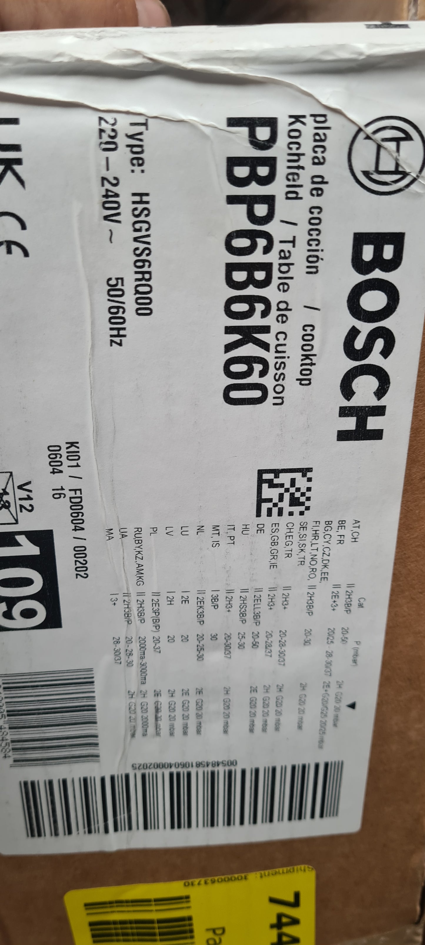 BOSCH Series 2 PBP6B6K60 60 cm Gas Hob - Black