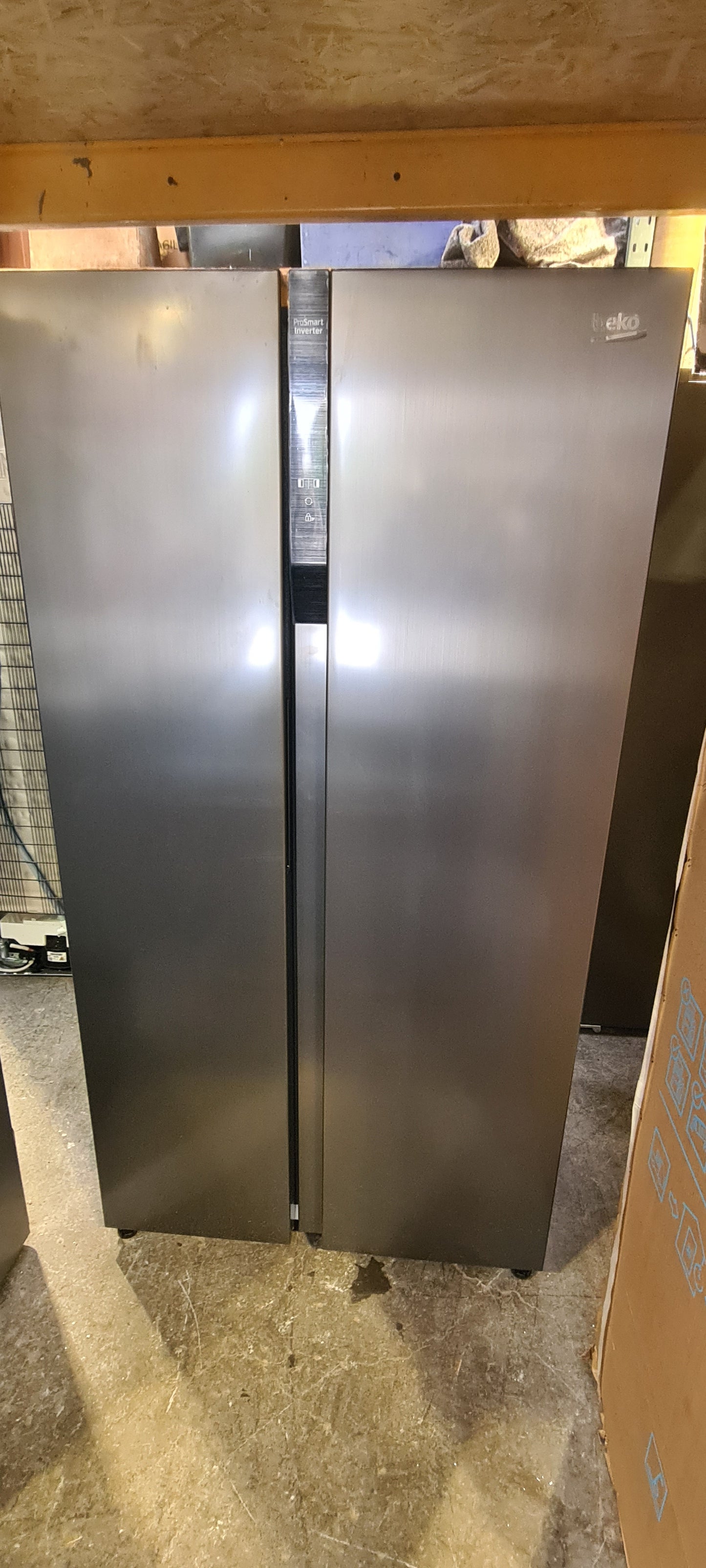 BEKO Pro Frost Free ASL1532PX American-Style Fridge Freezer - Brushed Steel