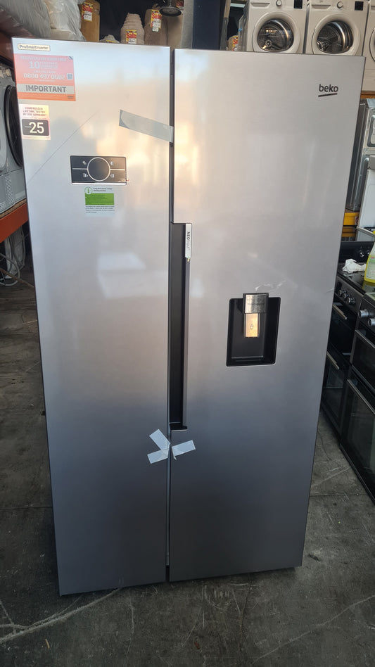 Beko HarvestFresh™ ASD2442VPS Non-Plumbed Frost Free American Fridge Freezer - Stainless Steel Effect