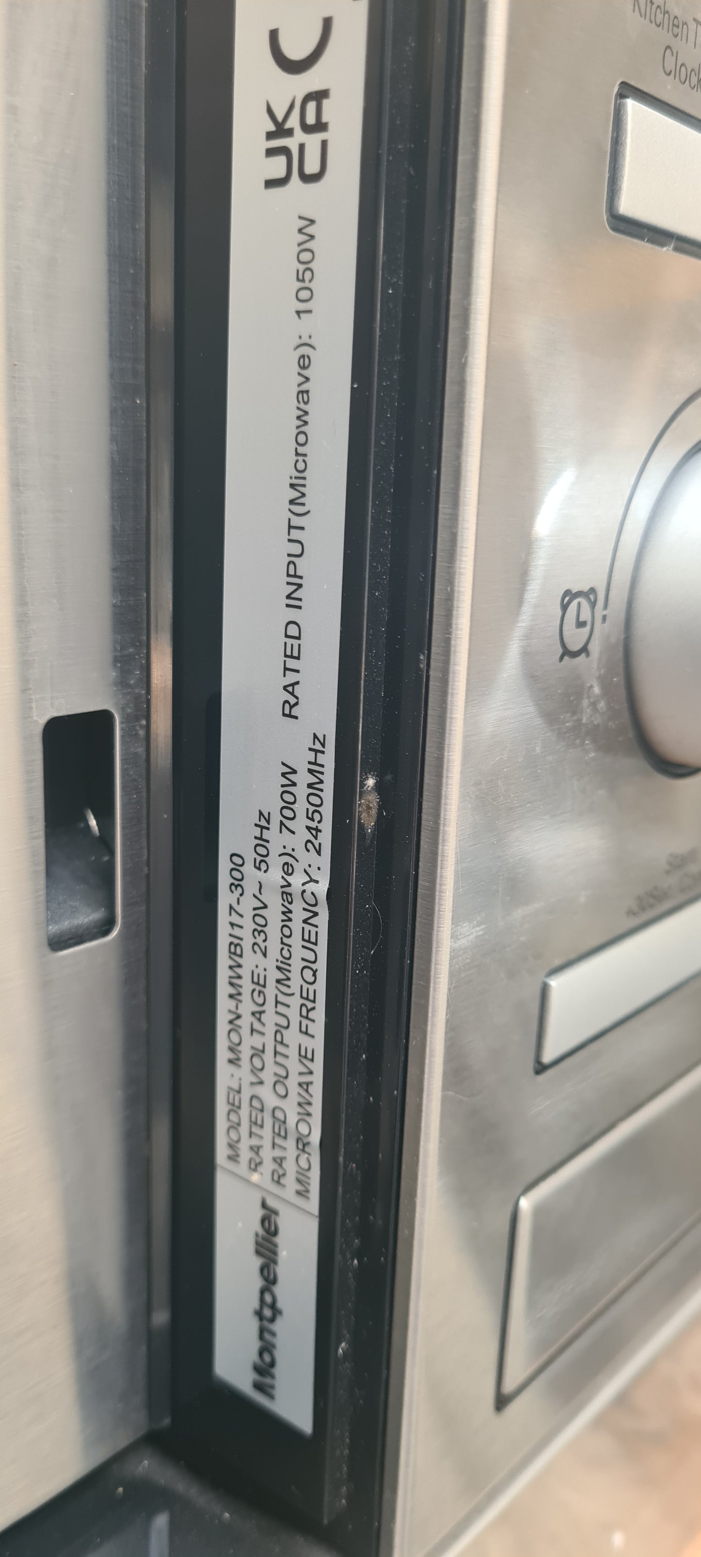 MONTPELLIER MWBi17-300 Built-in Compact Solo Microwave - Stainless Steel
