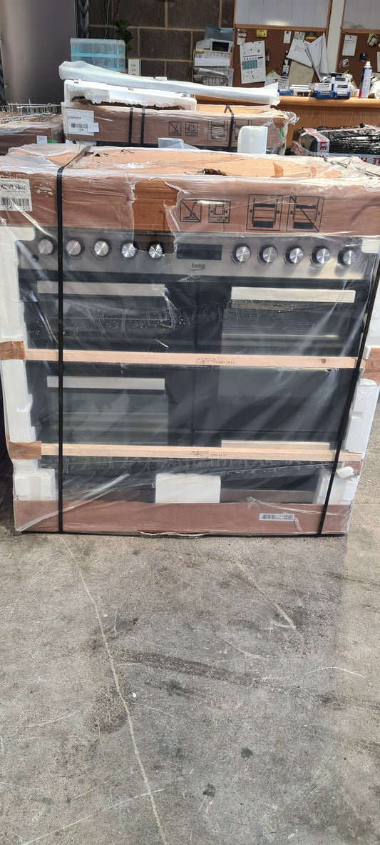 Beko KDVF100X 100cm wide Dual Fuel Range Cooker with Gas Hob - Stainless Steel - A/A Rated