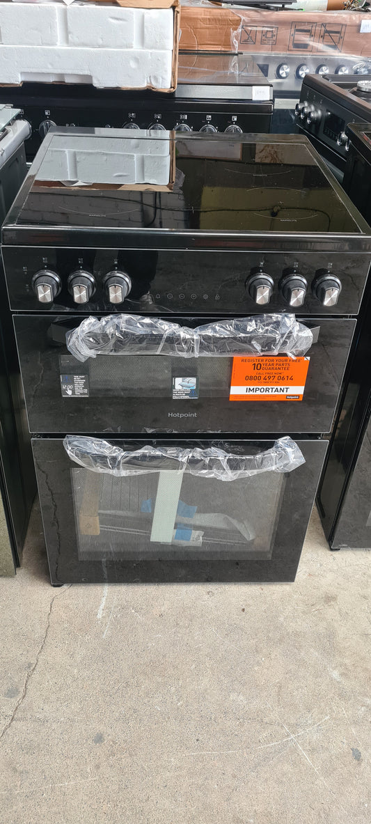 Hotpoint HDE6VDB1 Double Oven Electric Cooker with Ceramic Hob - Black - A/A Rated