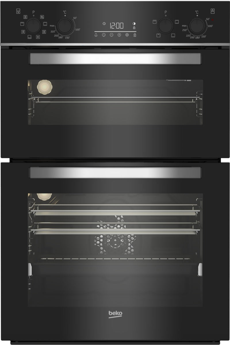 Beko RecycledNet® BBDM243BOC Built In Electric Double Oven - Black / Glass - A/A Rated