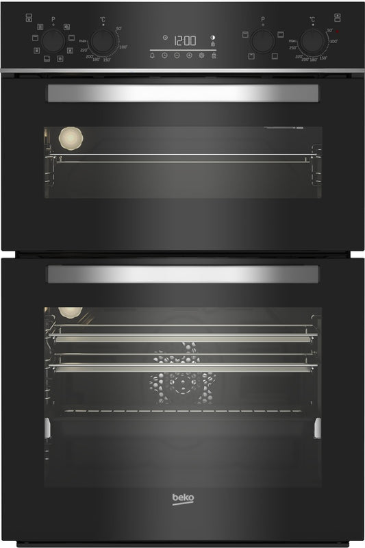 Beko RecycledNet® BBDM243BOC Built In Electric Double Oven - Black / Glass - A/A Rated