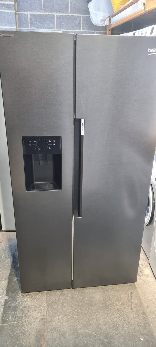 BEKO Pro ASP342VPZ American-Style Fridge Freezer - Black Steel