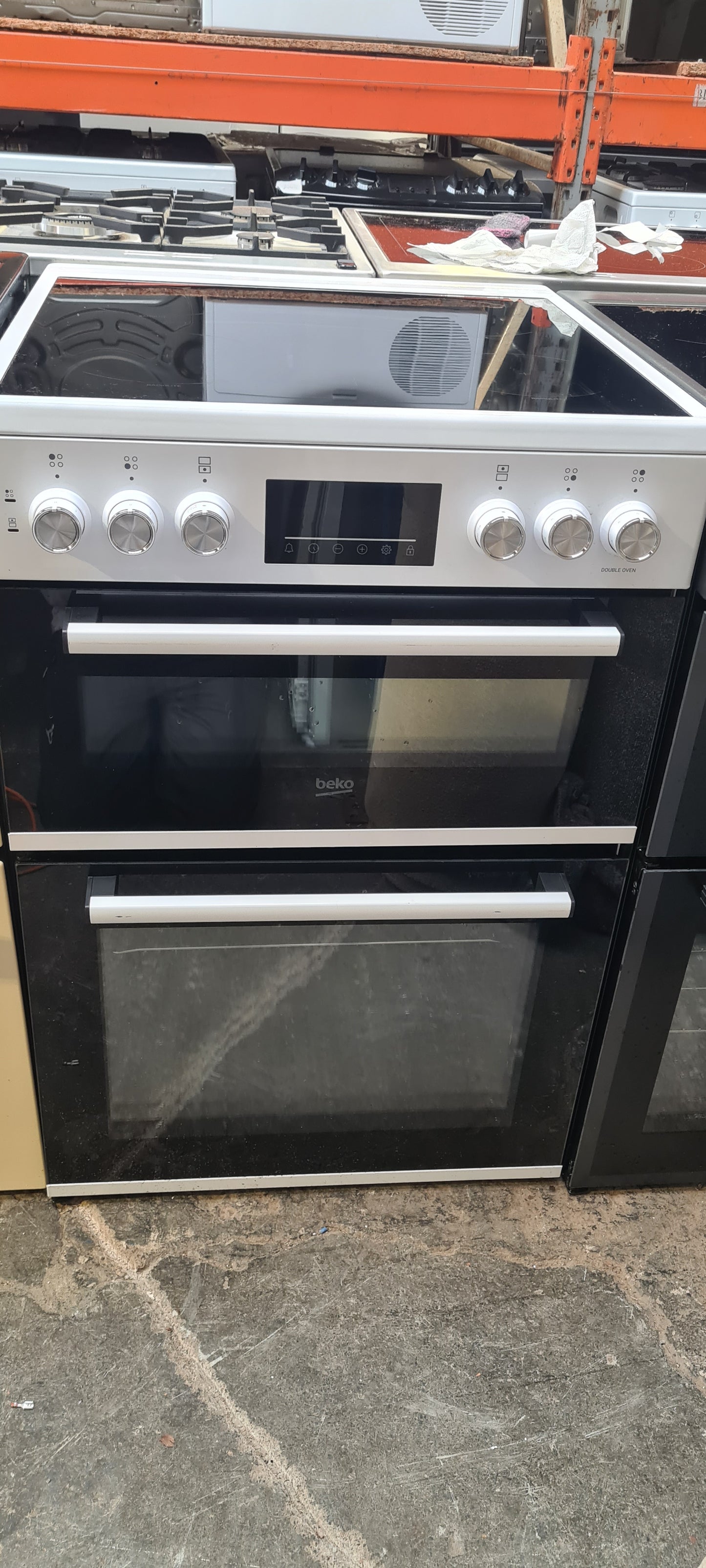 Beko EDC6731W 60cm Double Oven Electric Cooker with Vitroceramic Hob - White