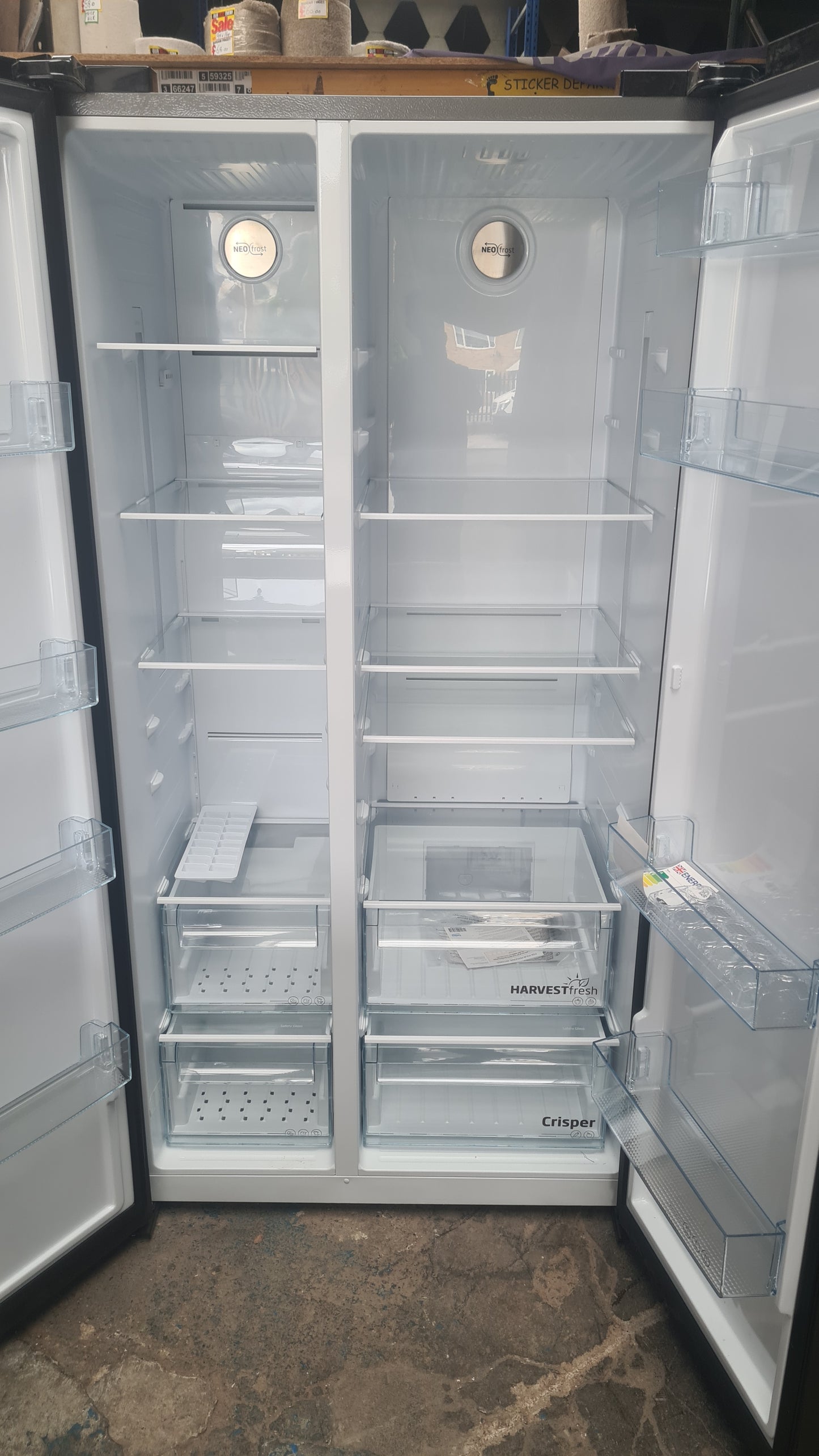 BEKO Pro HarvestFresh ASL1442VPZ American-Style Fridge Freezer - Black Steel