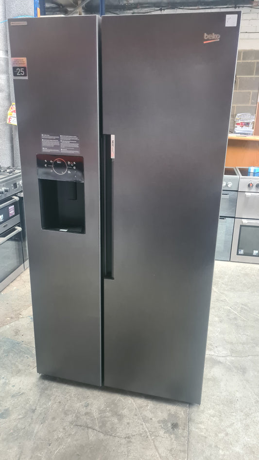 BEKO Pro ASP342VPZ American-Style Fridge Freezer - Black Steel